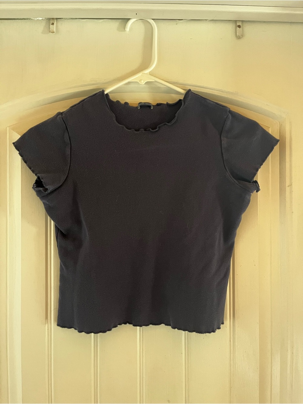 Brandy Melville Navy Lettuce-Edge Crop Top